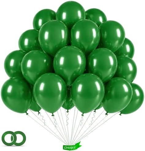 EMART Green Balloons 12 Inch 100pcs, Latex Balloons for Party(with Ribbon) — frame 1