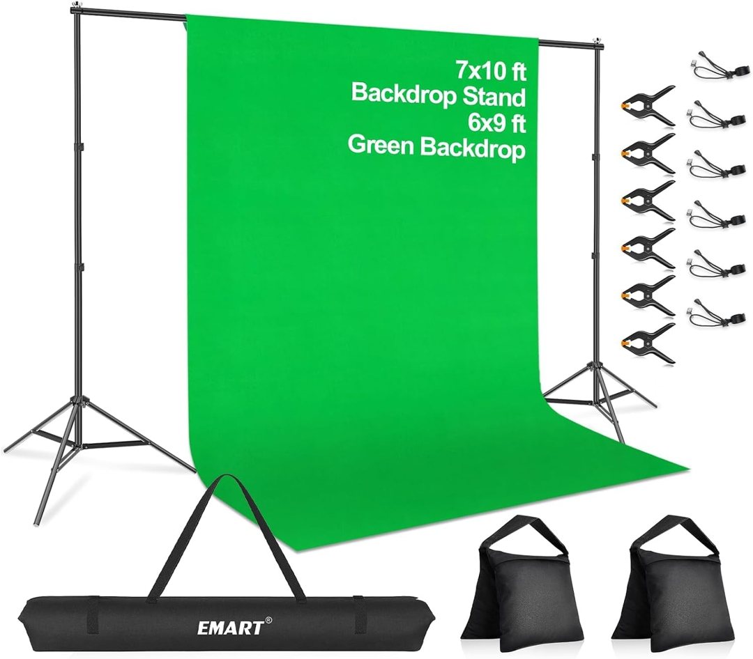 EMART Green Screen Backdrop Kit, 7x10FT back Drop Stand with 6x9FT Backdrop — frame 2