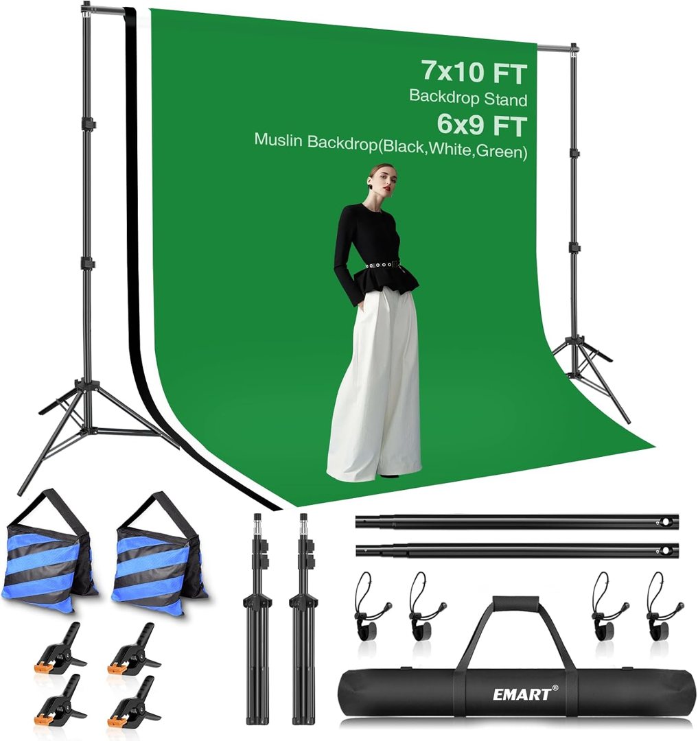 EMART Green Screen Backdrop Kit 7x10FT with 3Pcs 6x9ft Backdrop for Party — frame 2