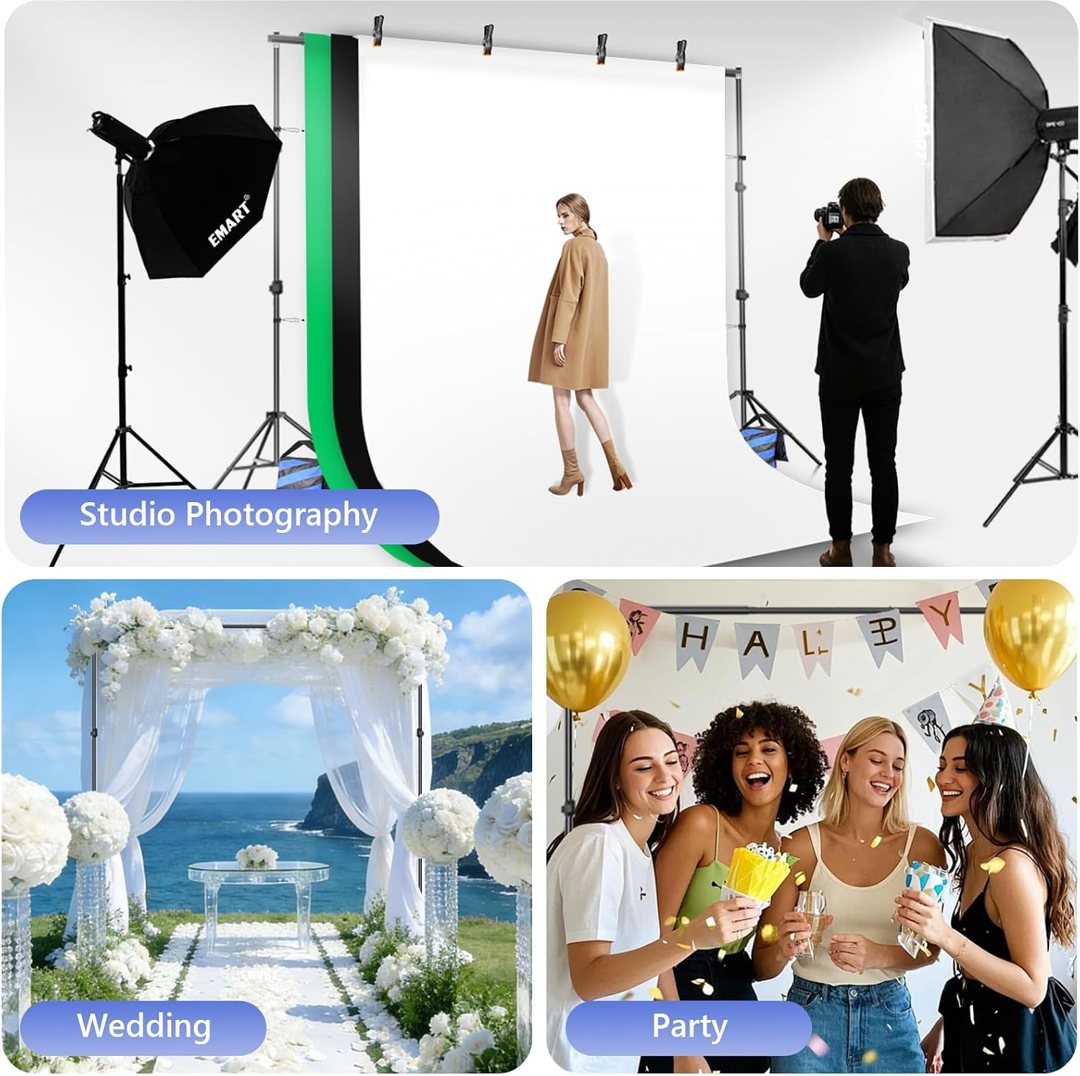 EMART Green Screen Backdrop Kit 7x10FT with 3Pcs 6x9ft Backdrop for Party — frame 3