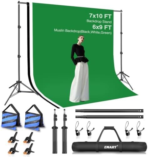 EMART Green Screen Backdrop Kit 7x10FT with 3Pcs 6x9ft Backdrop for Party — frame 1