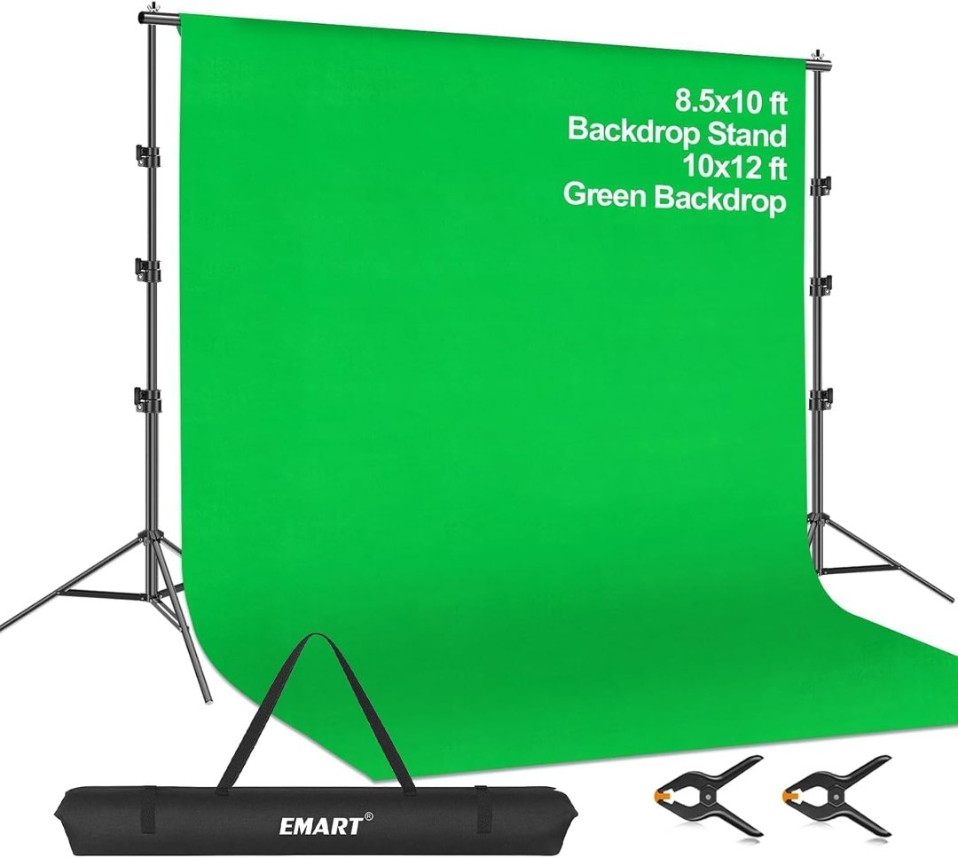 EMART Green Screen Backdrop Kit, 8.5x10FT Stand with 10x12FT Backdrop — frame 2