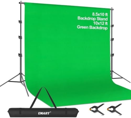 EMART Green Screen Backdrop Kit, 8.5x10FT Stand with 10x12FT Backdrop