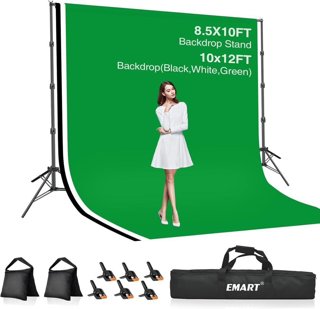 EMART Green Screen Backdrop Kit 8.5x10FT with 3Pcs 10x12FT Backdrop — frame 2