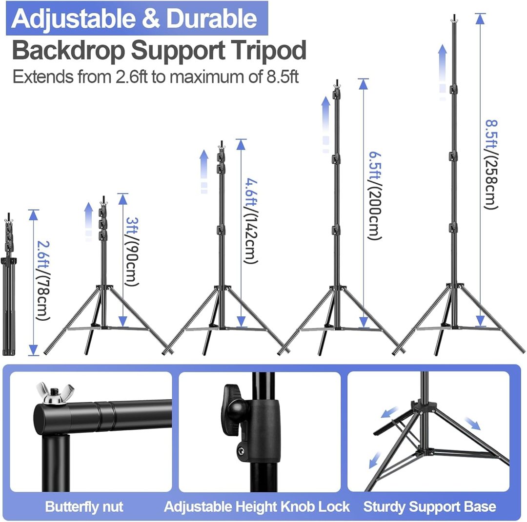 EMART Green Screen Backdrop Kit 8.5x10FT with 3Pcs 10x12FT Backdrop — frame 4