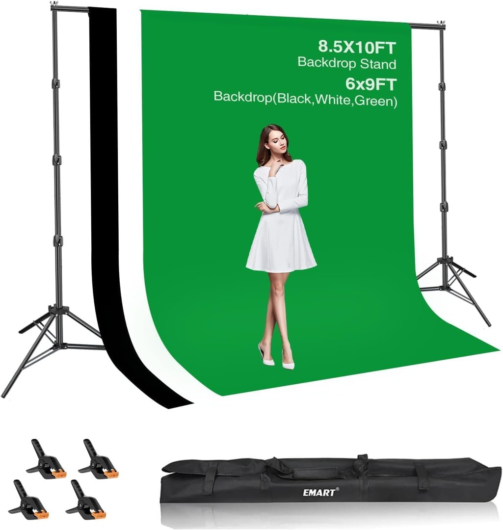 EMART Green Screen Backdrop Kit 8.5x10FT with 3Pcs 6x9ft Backdrop for Party — frame 2