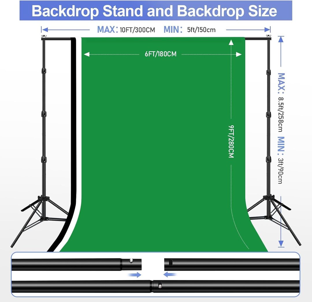 EMART Green Screen Backdrop Kit 8.5x10FT with 3Pcs 6x9ft Backdrop for Party — frame 4