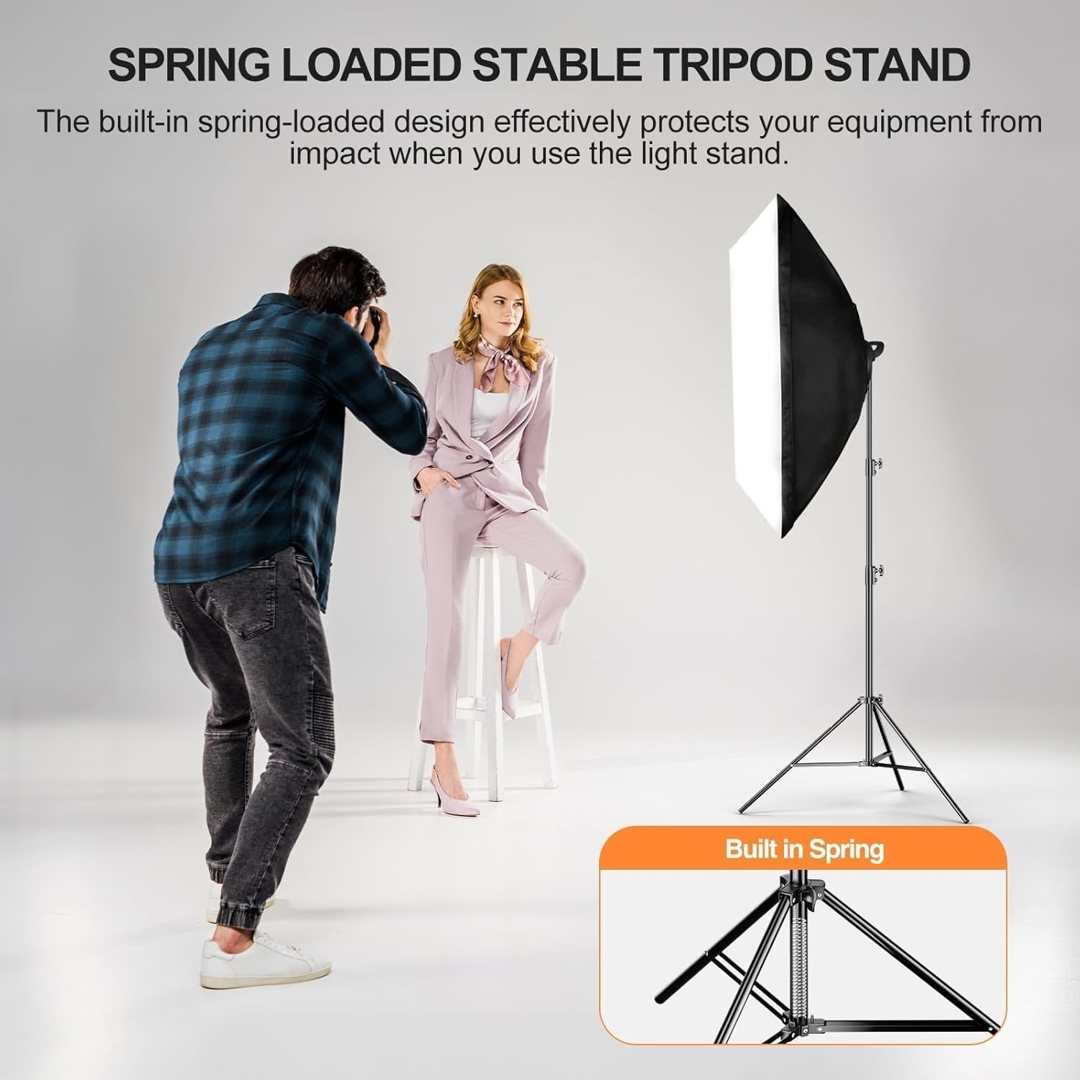 EMART Heavy Duty Light Stand 8.5ft, Spring Cushioned, Aluminum Alloy Construction, Photo Video Studio Tripod with Carrying Bag for Photography Lighting, Parabolic Softbox, Flash (1 Pack) — frame 4