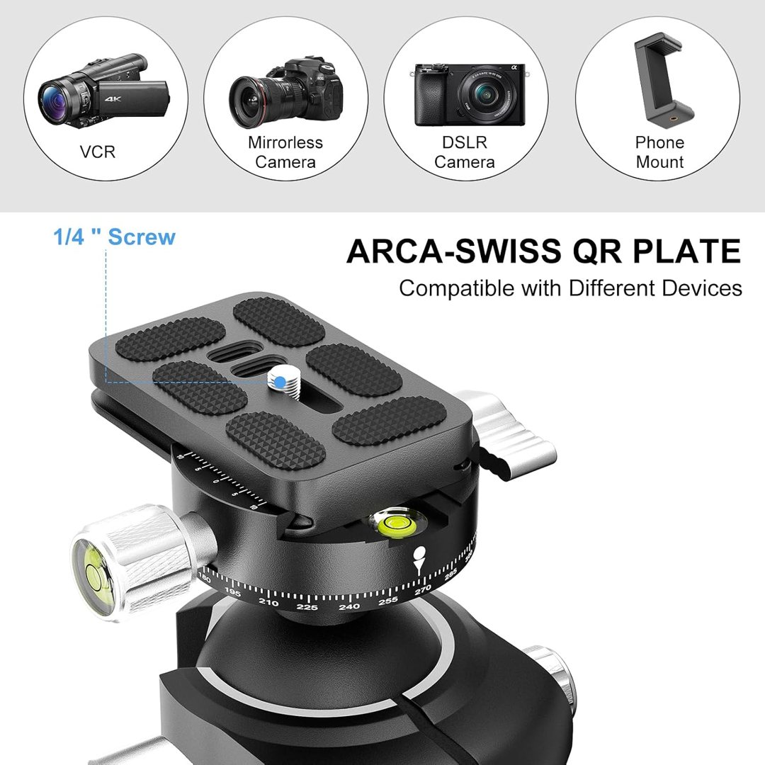 EMART Low Profile Tripod Ball Head with 1/4" Arca Swiss Quick Release Plat — frame 4