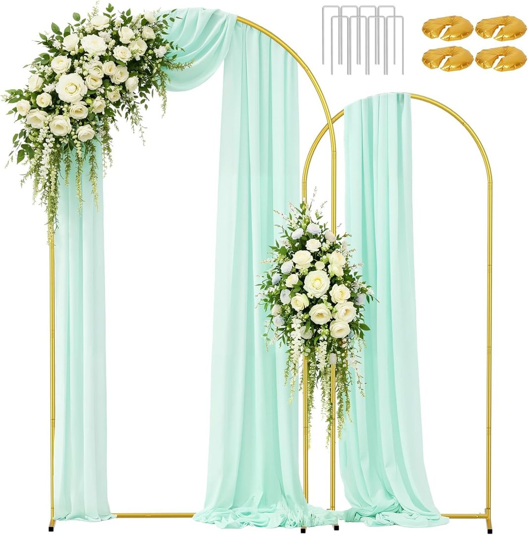 EMART Metal Arch Backdrop Stand, Set of 2 (7.2FT + 6FT) Wedding Arch Stand — frame 2