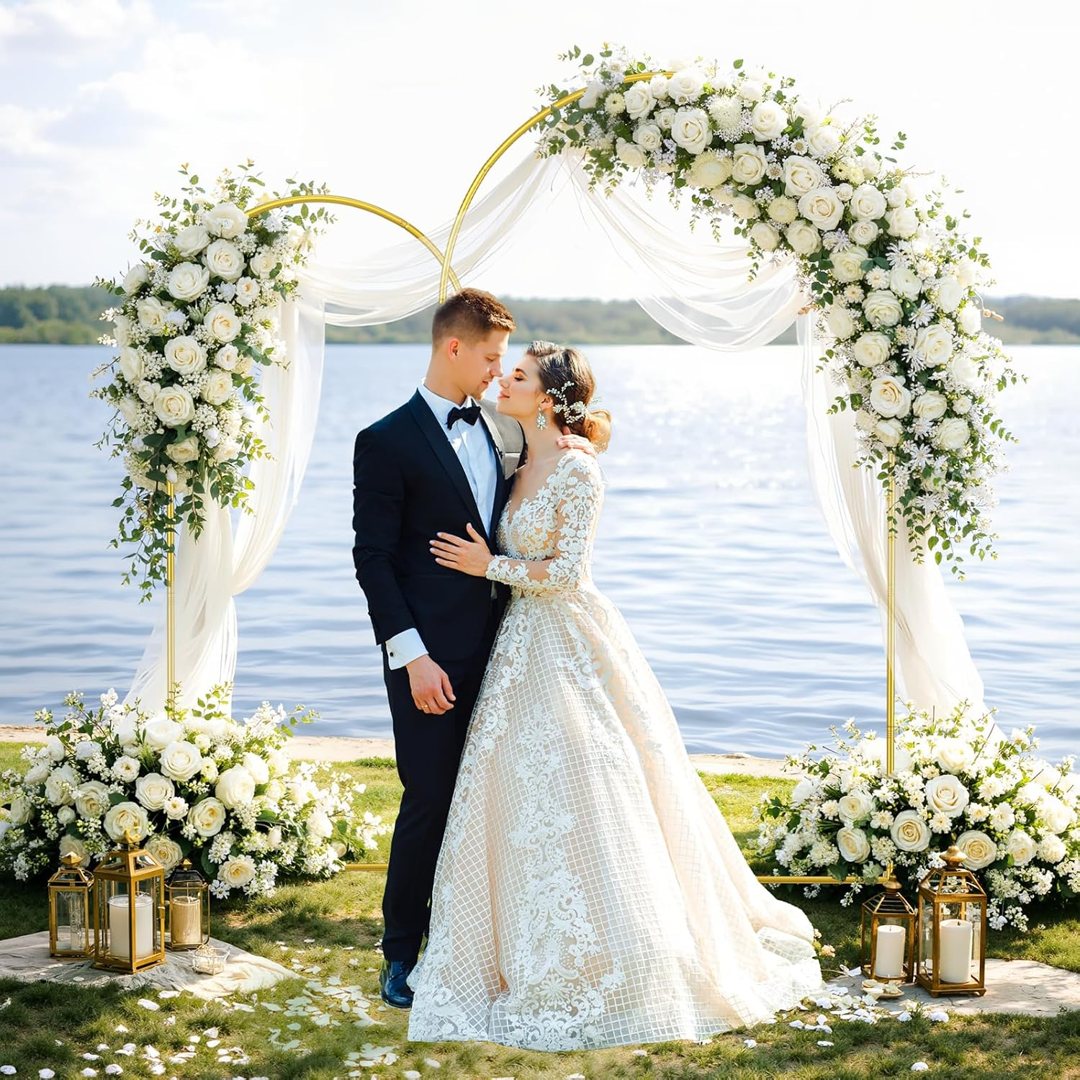 EMART Metal Arch Backdrop Stand, Set of 2 (7.2FT + 6FT) Wedding Arch Stand — frame 3