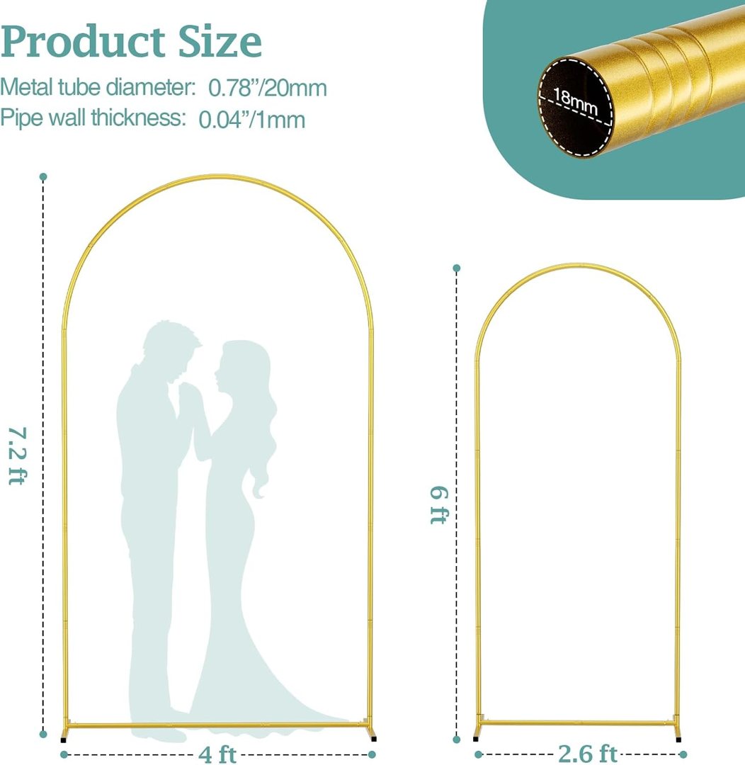 EMART Metal Arch Backdrop Stand, Set of 2 (7.2FT + 6FT) Wedding Arch Stand — frame 4