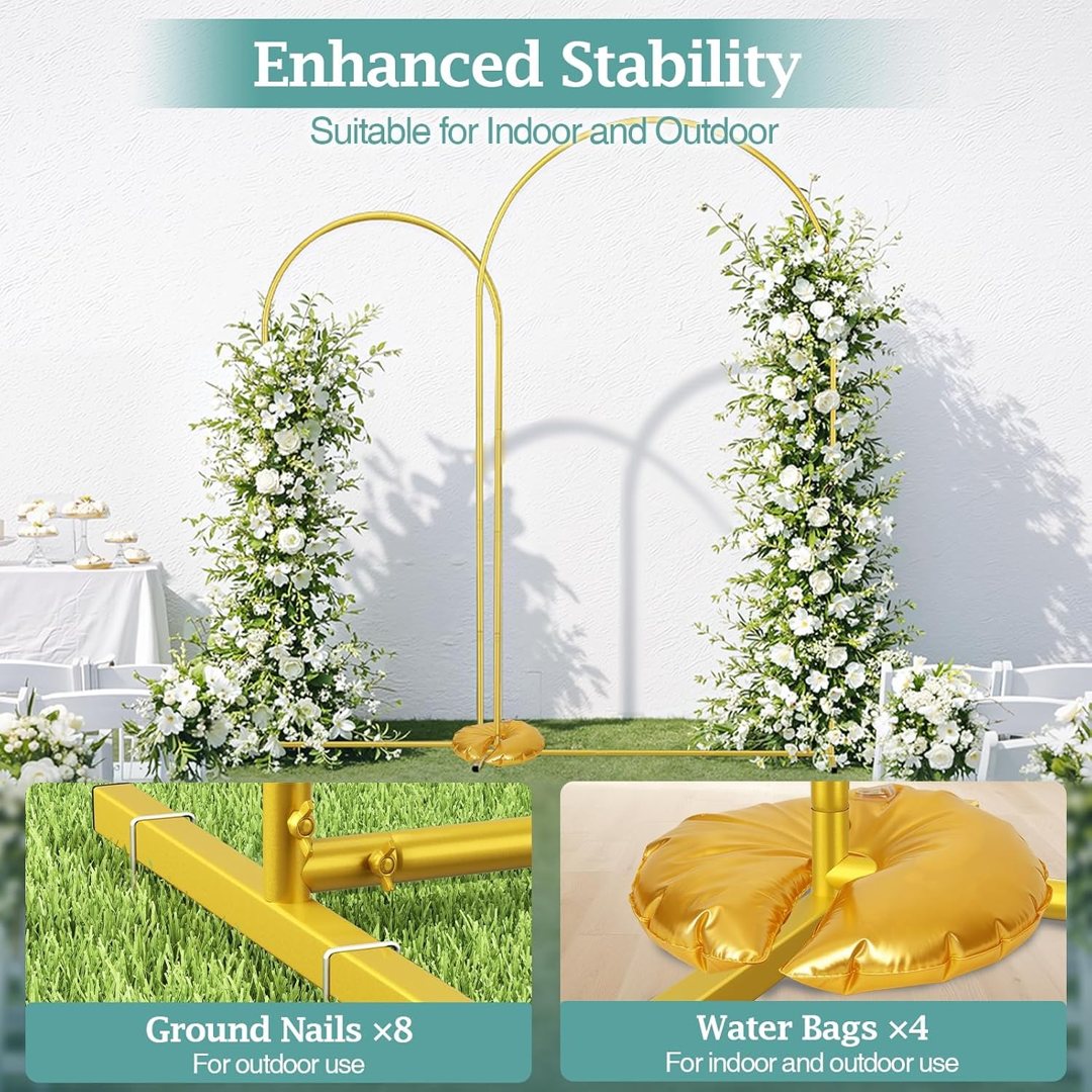 EMART Metal Arch Backdrop Stand, Set of 2 (7.2FT + 6FT) Wedding Arch Stand — frame 5