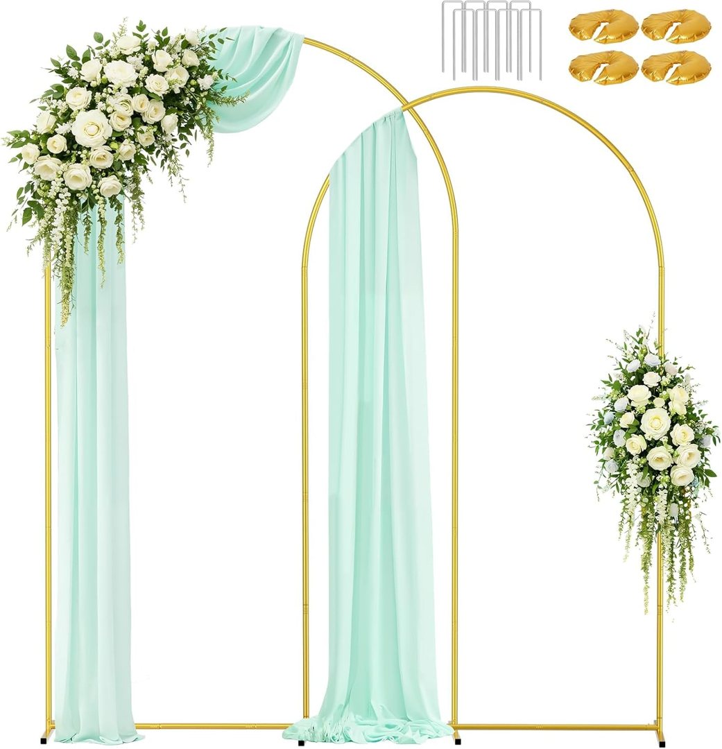 EMART Metal Arch Backdrop Stand, Set of 2 (8FT + 7.2FT) Wedding Arch Stand — frame 2