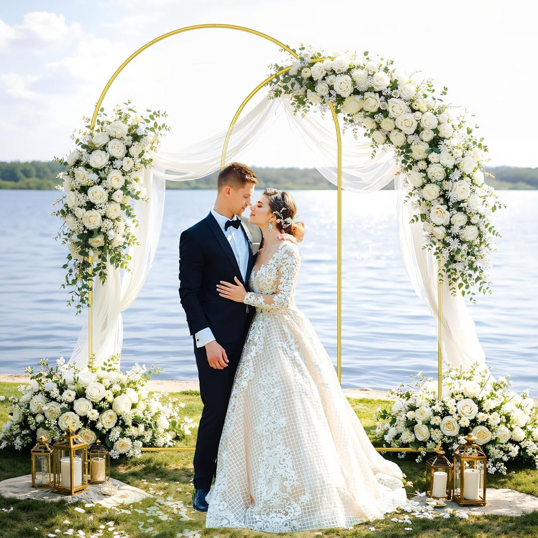 EMART Metal Arch Backdrop Stand, Set of 2 (8FT + 7.2FT) Wedding Arch Stand — frame 3