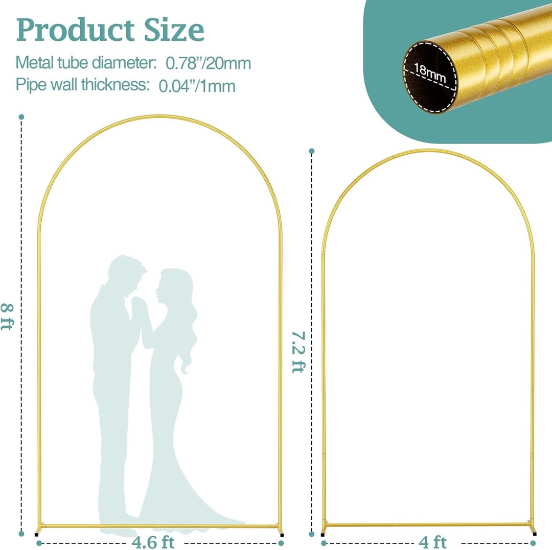 EMART Metal Arch Backdrop Stand, Set of 2 (8FT + 7.2FT) Wedding Arch Stand — frame 4
