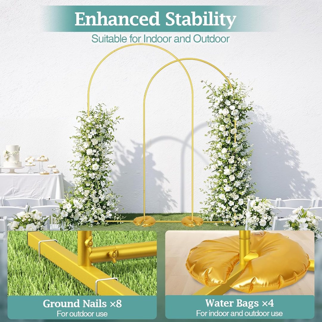 EMART Metal Arch Backdrop Stand, Set of 2 (8FT + 7.2FT) Wedding Arch Stand — frame 5