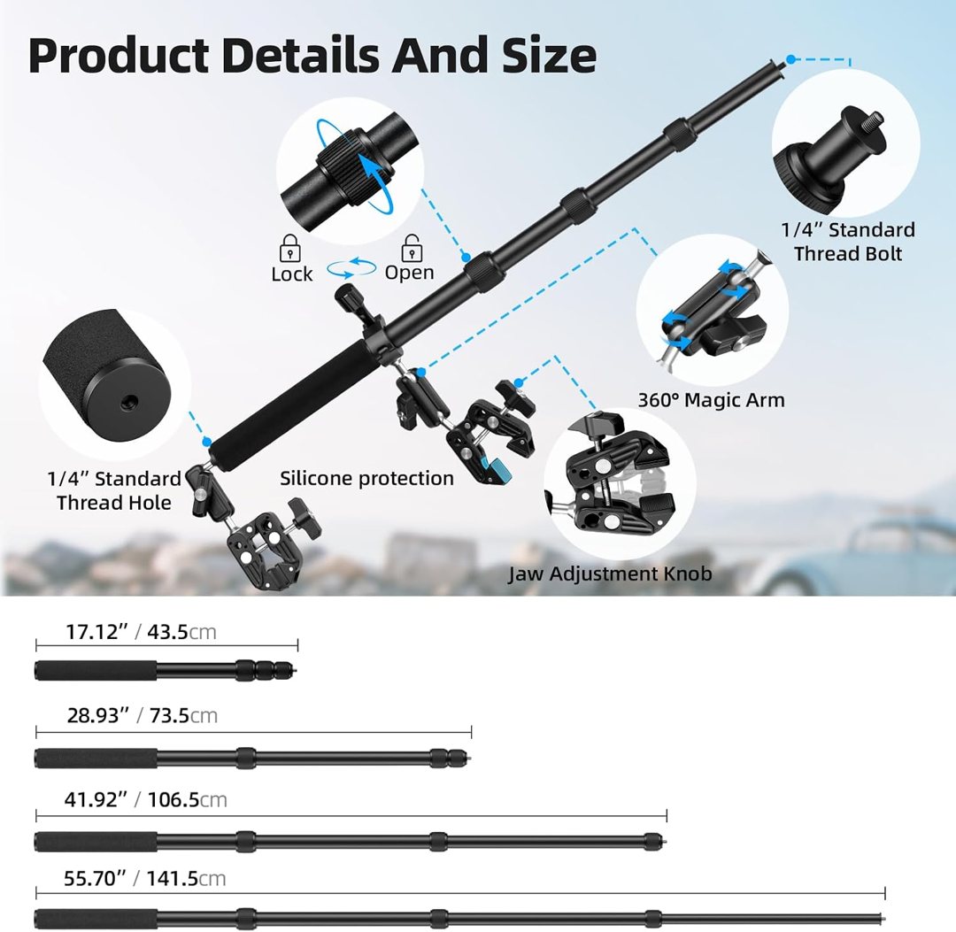 EMART Motorcycle Mount Kit for Insta 360 X4 X5, Bike Handlebar Clamp Mounts — frame 3