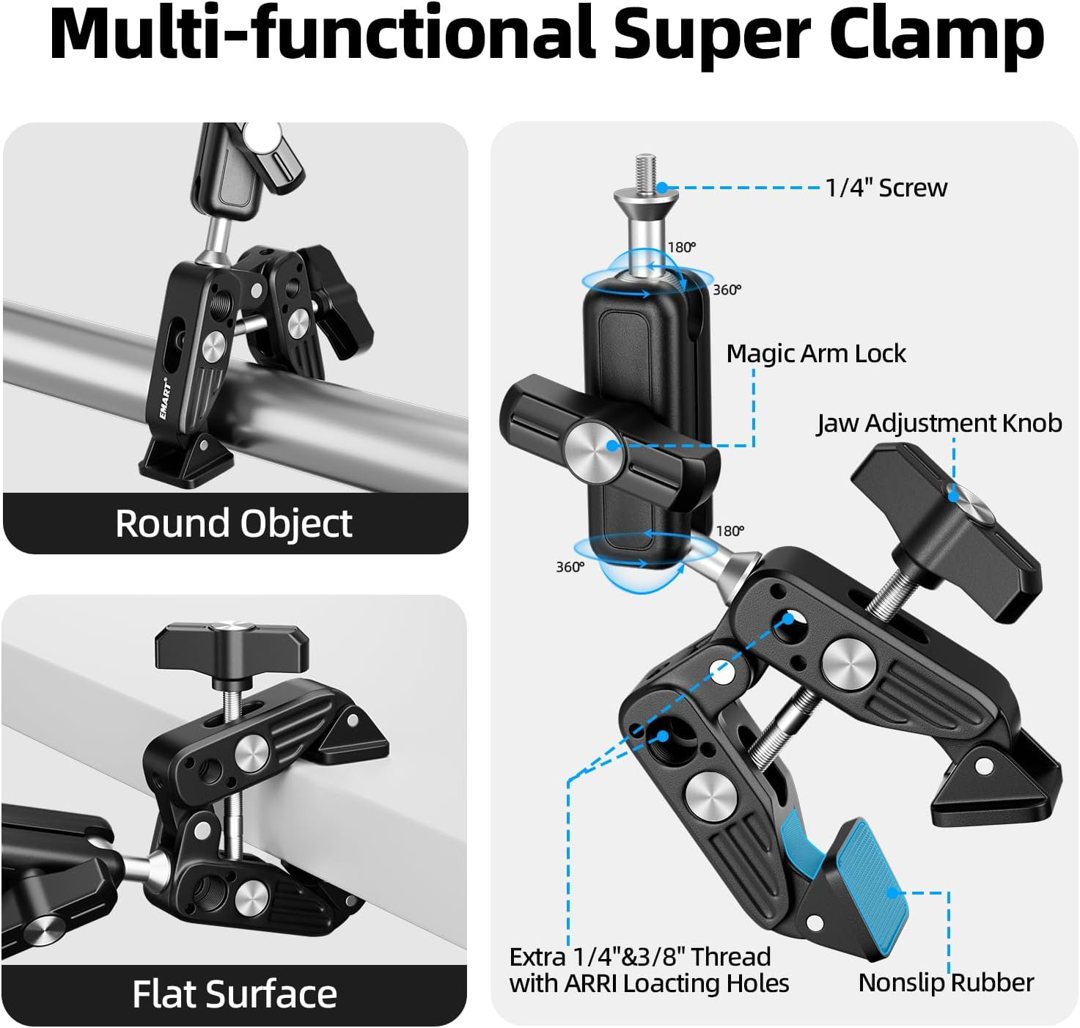 EMART Motorcycle Mount Kit for Insta 360 X4 X5, Bike Handlebar Clamp Mounts — frame 4
