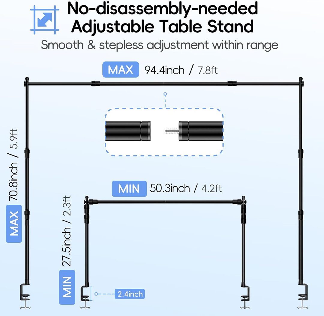 EMART Over Table Rod Stand,Adjustable Table Arch Stand with C-Clamps — frame 3