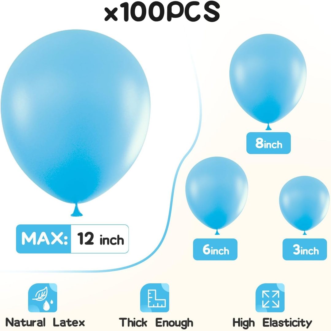 EMART Pastel Blue Balloons 12 Inch 100pcs，Latex Balloons for Party — frame 4