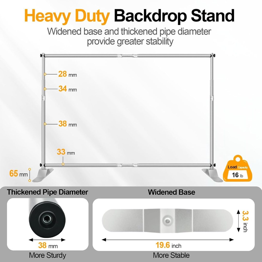 EMART Photo Backdrop Stand Heavy Duty 10x10ft Adjustable Banner Stand — frame 3