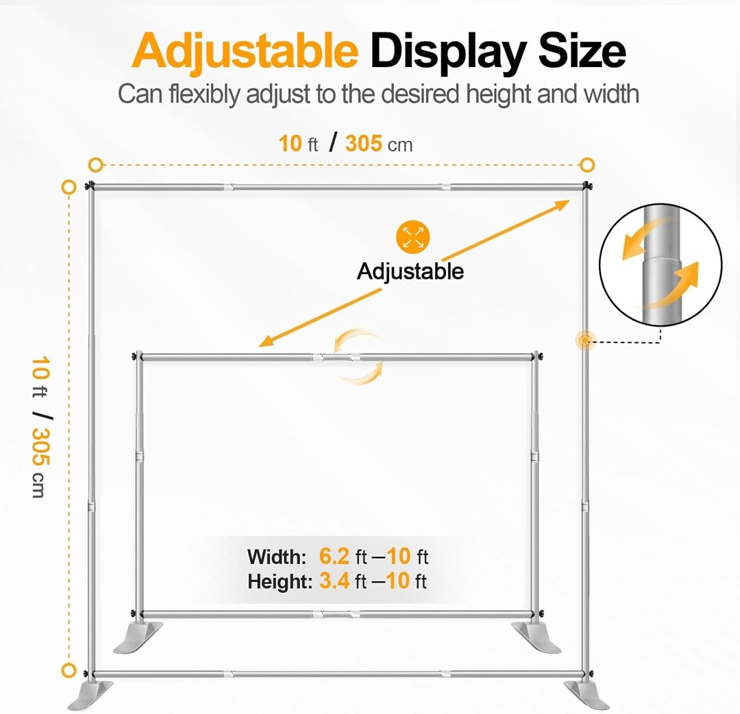 EMART Photo Backdrop Stand Heavy Duty 10x10ft Adjustable Banner Stand — frame 4