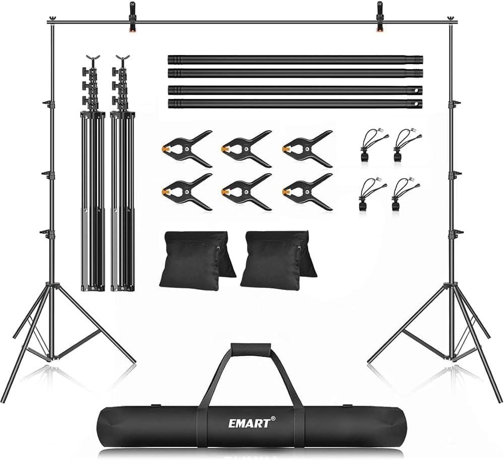 EMART Photo Backdrop Stand kit, 10 x 12 ft Back Drop Adjustable Frame for Photography, Photoshoot Banner Background Support Holder for Parties Dectoration — frame 2