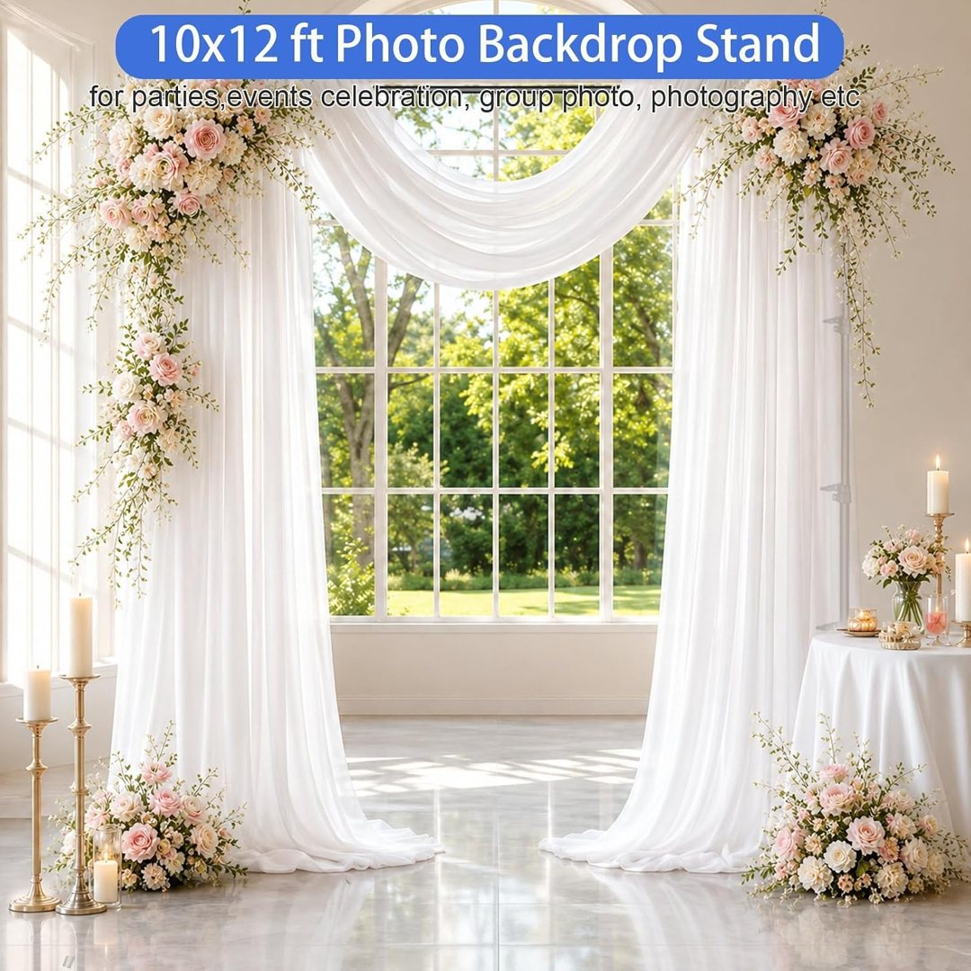 EMART Photo Backdrop Stand kit, 10 x 12 ft Back Drop Adjustable Frame for Photography, Photoshoot Banner Background Support Holder for Parties Dectoration — frame 3