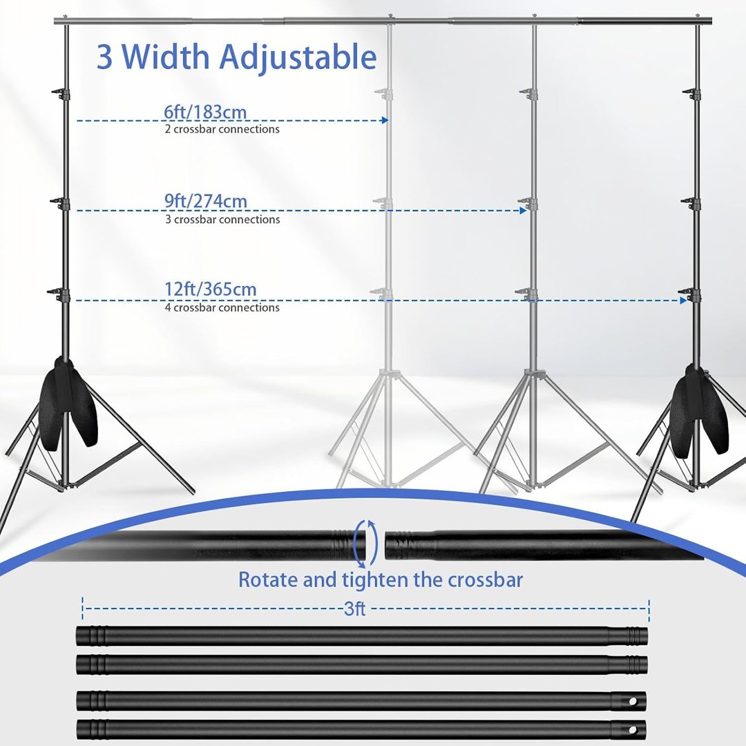 EMART Photo Backdrop Stand kit, 10 x 12 ft Back Drop Adjustable Frame for Photography, Photoshoot Banner Background Support Holder for Parties Dectoration — frame 4