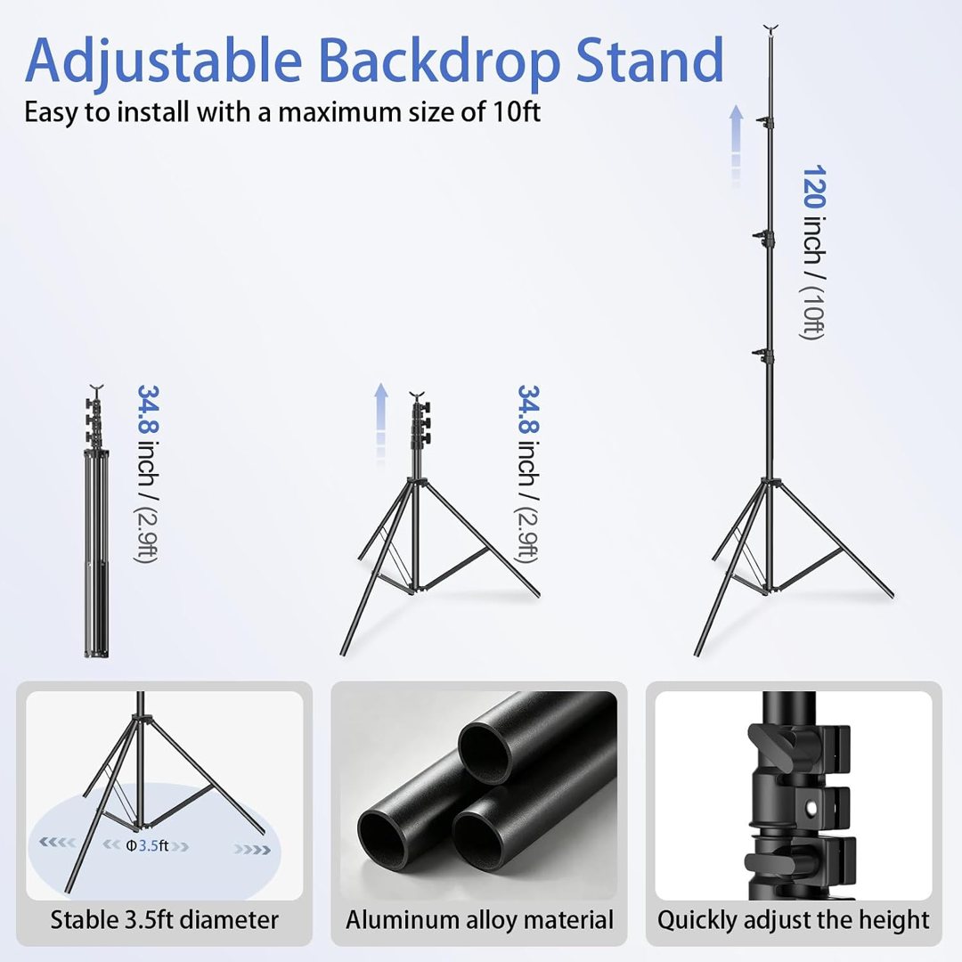 EMART Photo Backdrop Stand kit, 10 x 12 ft Back Drop Adjustable Frame for Photography, Photoshoot Banner Background Support Holder for Parties Dectoration — frame 5