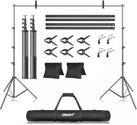 EMART Photo Backdrop Stand kit, 10 x 12 ft Back Drop Adjustable Frame for Photography, Photoshoot Banner Background Support Holder for Parties Dectoration