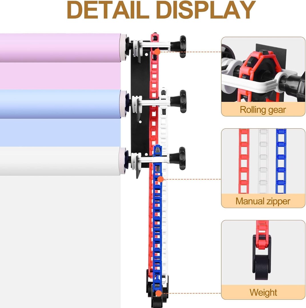 EMART Photography Backdrop Wall Mount 3 Roller Support System for Photo — frame 4