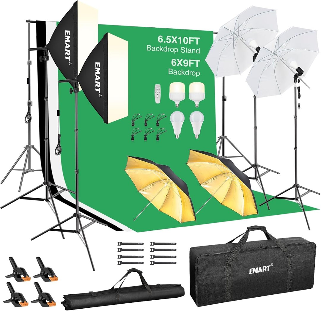 EMART Photography Lighting Kit 6.5x10Ft Backdrop Stand, 50W Dimmable Bulb — frame 2