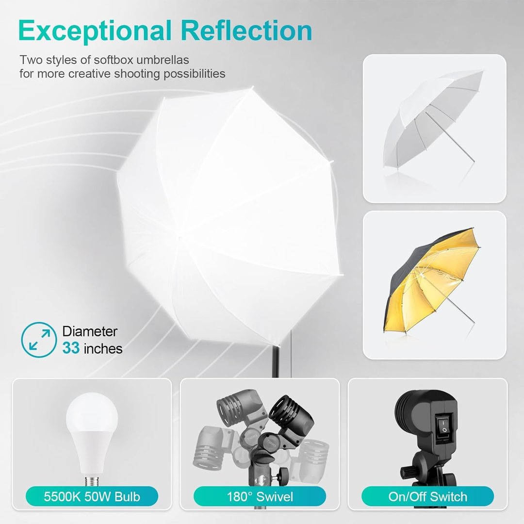 EMART Photography Lighting Kit 6.5x10Ft Backdrop Stand, 50W Dimmable Bulb — frame 4