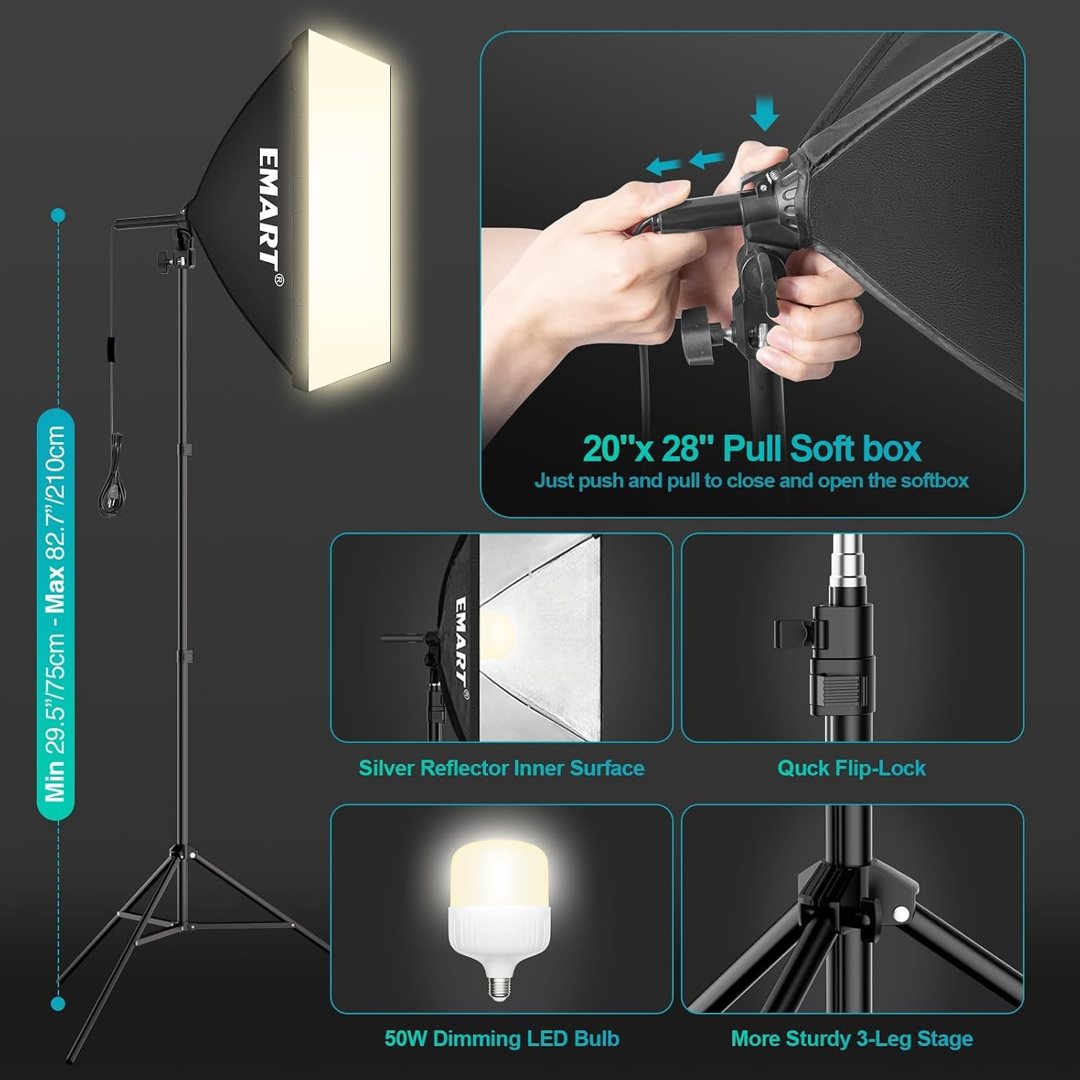 EMART Photography Lighting Kit 6.5x10Ft Backdrop Stand, 50W Dimmable Bulb — frame 5