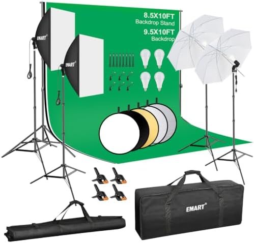 EMART Photography Lighting Kit 8.5x10Ft Backdrop Stand & 9.5x10FT Backdrops — frame 1