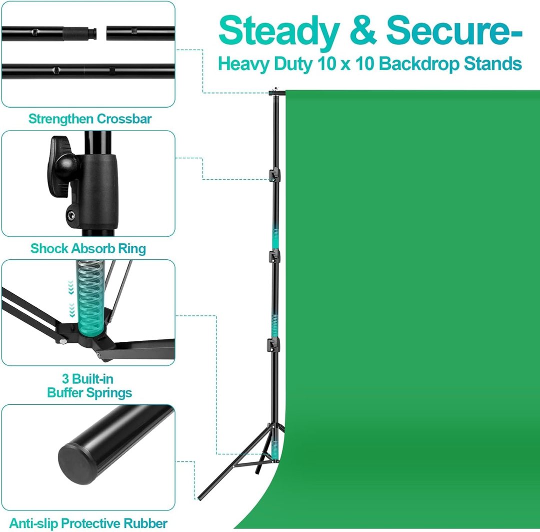 EMART Photography Lighting Kit with 10x10Ft Heavy Duty Backdrop Stand Kits — frame 3