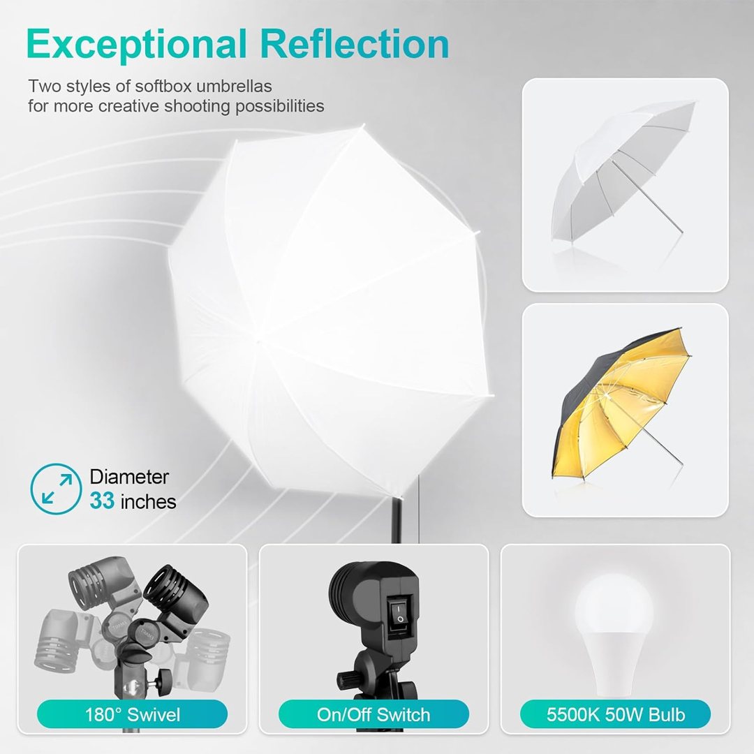EMART Photography Lighting Kit with 10x12FT Backdrops,50W Dimmable LED Bulb — frame 5