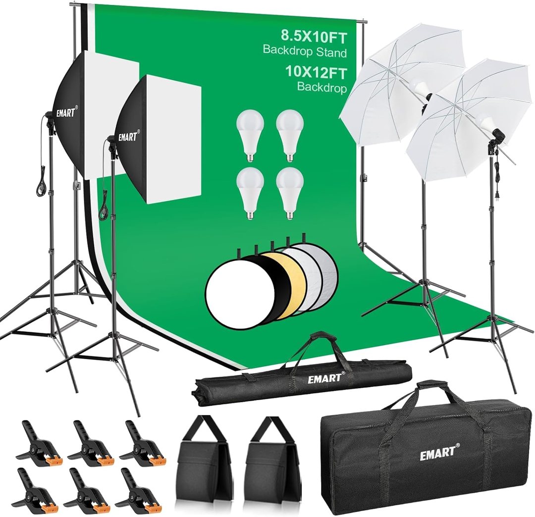 EMART Photography Lighting Kit with 8.5x10Ft Backdrop Stand,10x12 Backdrops — frame 2