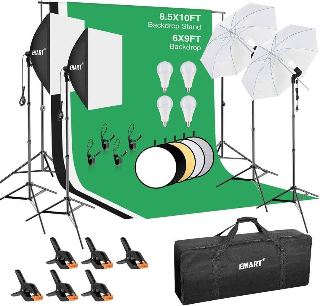 EMART Photography Lighting Kit with 8.5x10Ft Backdrop Stand,6x9FT Backdrops — frame 2