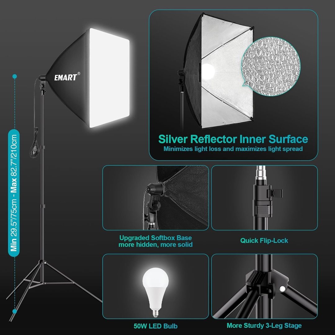EMART Photography Lighting Kit with 8.5x10Ft Backdrop Stand,6x9FT Backdrops — frame 5