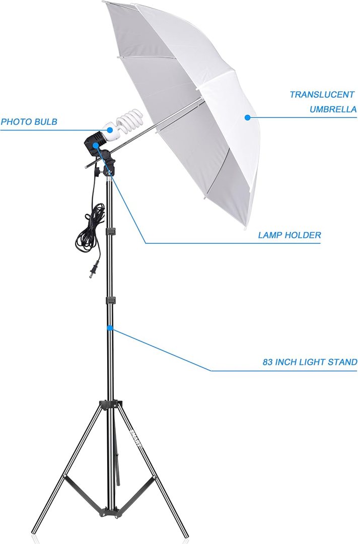 EMART Photography Umbrella Lighting Kit, 400W 5500K, 7x10ft Green Screen Backdrop Kit, Adjustable Frame with Wheels for Banner, Photo Shoot — frame 3