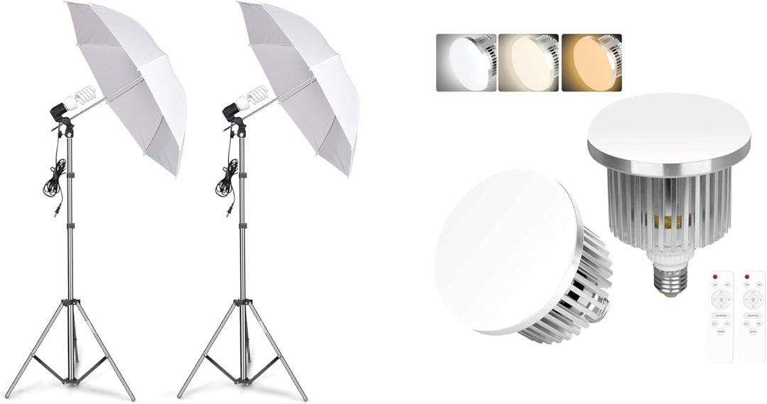 EMART Photography Umbrella Lighting Kit, 400W 5500K with 85W LED Bulbs Photo Portrait Continuous Reflector Lights for Camera Video Studio Shooting Daylight (2 Packs) — frame 2