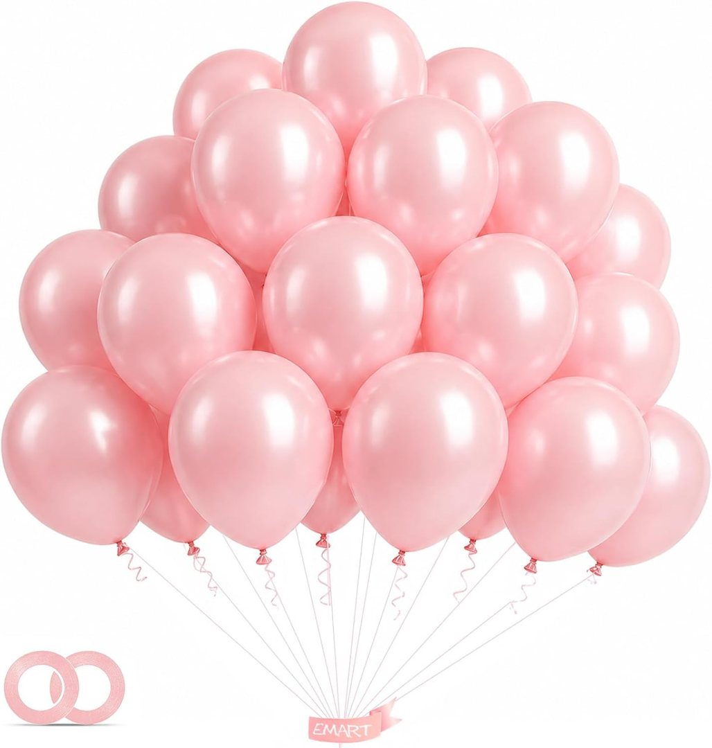 EMART Pink Balloons 12 Inch 100pcs, Latex Balloons for Party(with Ribbon) — frame 2