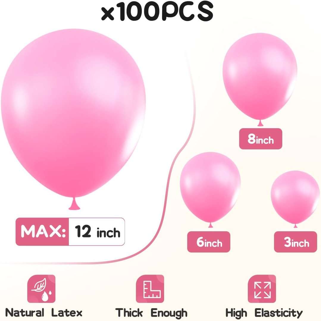 EMART Pink Balloons 12 Inch 100pcs, Latex Balloons for Party(with Ribbon) — frame 4
