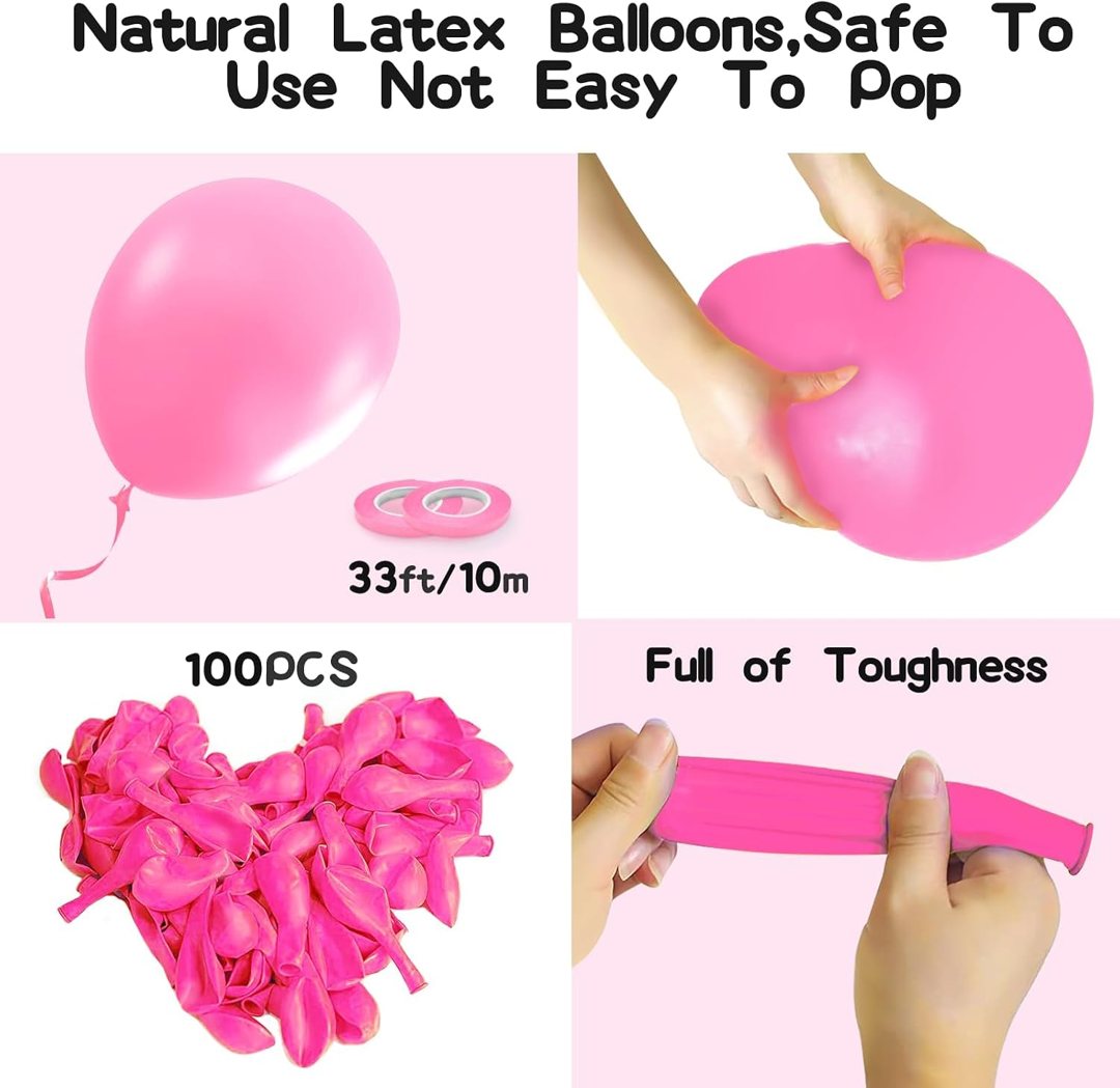 EMART Pink Balloons 12 Inch 100pcs, Latex Balloons for Party(with Ribbon) — frame 5