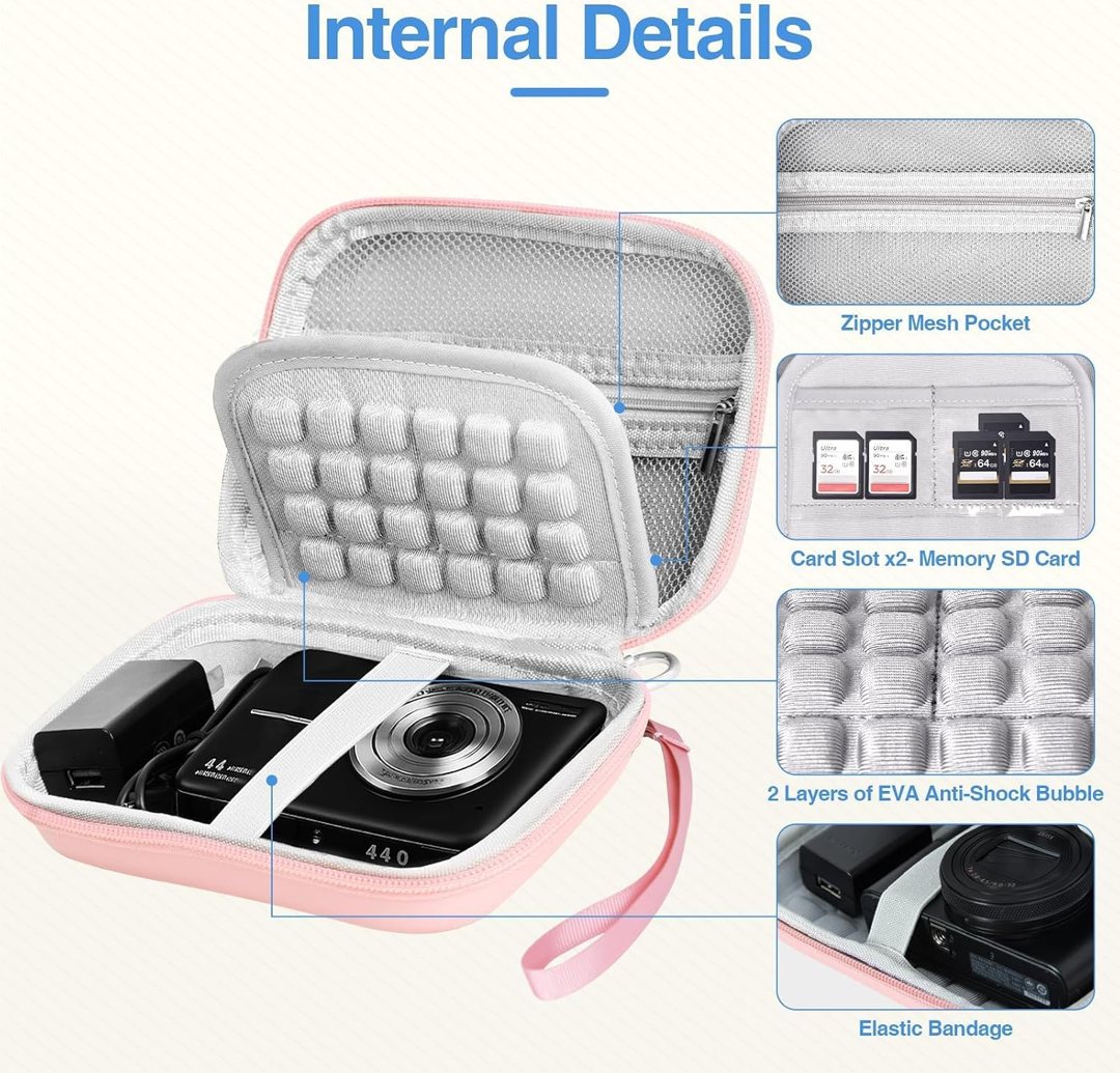 EMART Pink Digital Camera Case Small Camera Bag Fit Camera Size<6"x4"x0.9" — frame 3