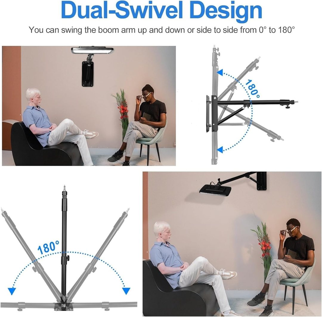 EMART Ring Light Wall Mount Boom Arm, Adjustable 71in/180cm Overhead Stand — frame 3