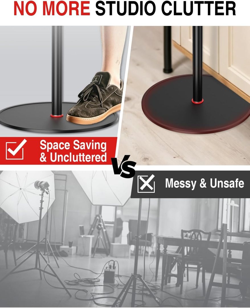 EMART Round Base Light Stand, 79" Heavy Duty Monopod for Camera, Lights, Webcam, Live Streaming, Vlogging, 22 LBS Payload, 4 Pack — frame 5